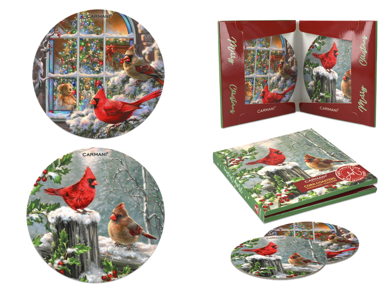Set Mit 2 Korkuntersetzern - Weihnachten (carmani)
