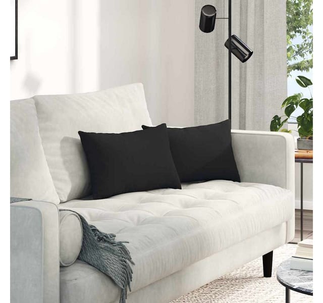 vidaXL Sofakissen 2 Stück Schwarz 50 x 30 cm Stoff 42013642