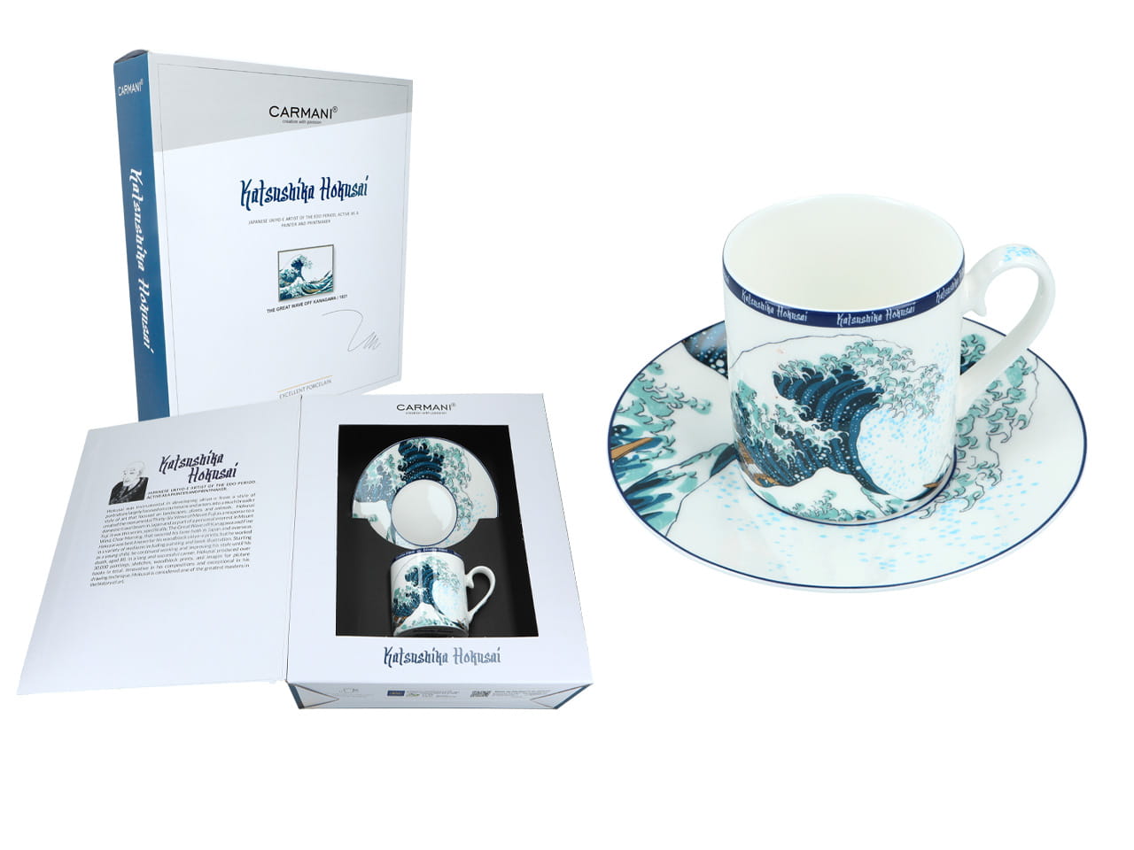 Carmani, Tasse Und Untertasse (240 Ml) – Hokusai Katsushika/die Große Welle Vor Kanagawa