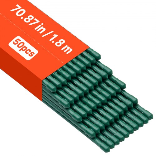 Rankhilfe, 50er-pack, Pflanzstab ⌀11x1800 Mm, Kunststoffbeschichtete Metall-tomatenstäbe, Pflanzenstütze Mit Spitzem Ende & Rutschfesten Noppen Für Den Anbau Von Kletterpflanzen & Gemüse