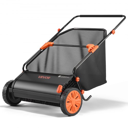Rasenkehrmaschine 66 Cm Kehrbreite, Kehrmaschine Mit 198 L Fangkorb & Verstellbarer Bürstenhöhe, Laubsammler, Laubkehrmaschine, Laubkehrer Mit Gummirädern Für Laub- & Grasentfernung