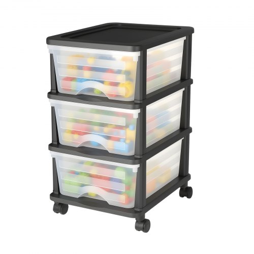 Schubladenwagen Schubladenschrank Mit 3 Schubladen (17 L / Per), Rollbarer Schubladen-container Schubladenbox Mit Durchsichtigen Behältern Für Bürobedarf Bastelräume Klassenzimmer