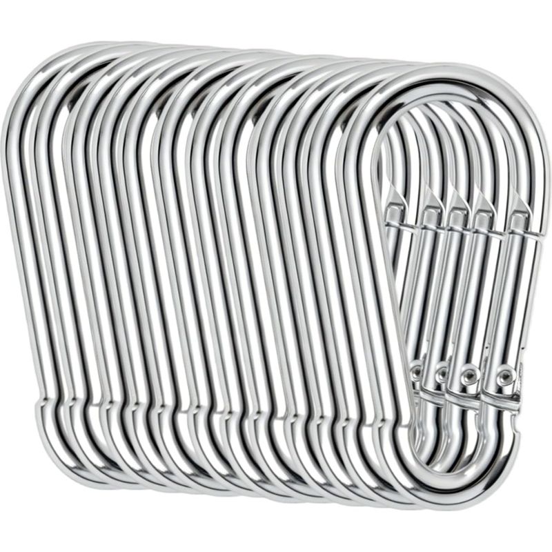 12 Verzinkte Stahlkarabiner (60 Mm), Federhaken Mit Einer Maximalen Traglast Von 110 Kg, Für Hängematten, Schaukeln, Boxsäcke, Schlüsselanhänger – Für Den Innen- Und Außenbereich