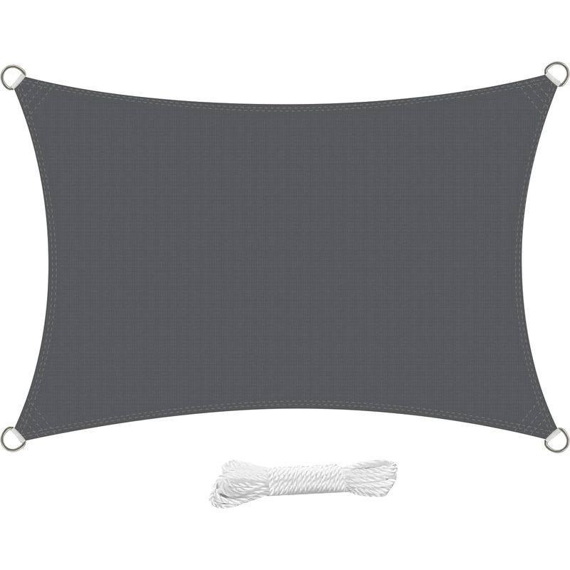 Rechteckiges Sonnensegel Swift 6x4 Meter, Atmungsaktives Hdpe-sonnensegel, Uv-beständig, 4x3 M Für Garten, Terrasse, Patio, Anthrazit