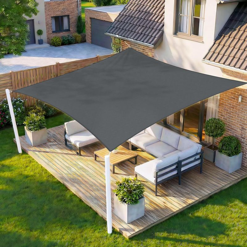 Heng Feng Rechteckiges Sonnensegel 4x6m, Wasserdicht, 160 G/m² Schattierungsgewebe, 95% Uv-schutz, Für Garten, Terrasse, Balkon, Außenbereich, Inklusive Befestigungsseil, Anthrazit