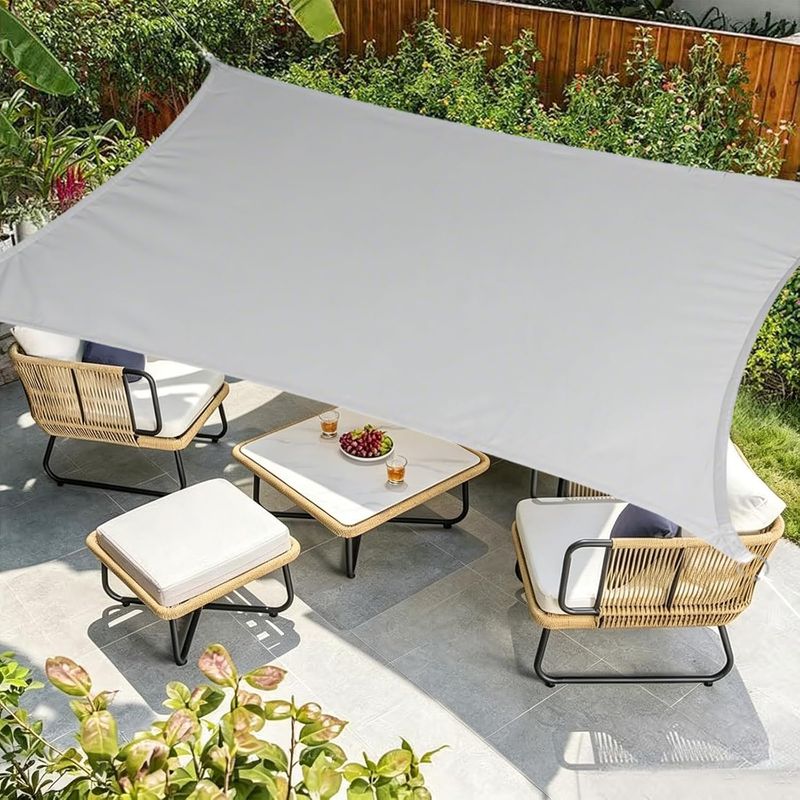 Rechteckiges Sonnensegel 4 X 6 M, Wasserdichtes Schattierungstuch, Hochwertiges 420d Oxford-gewebe, Uv-schutz, Reißfest, Für Garten, Balkon Und Terrasse, Inklusive Befestigungskabel, Grau