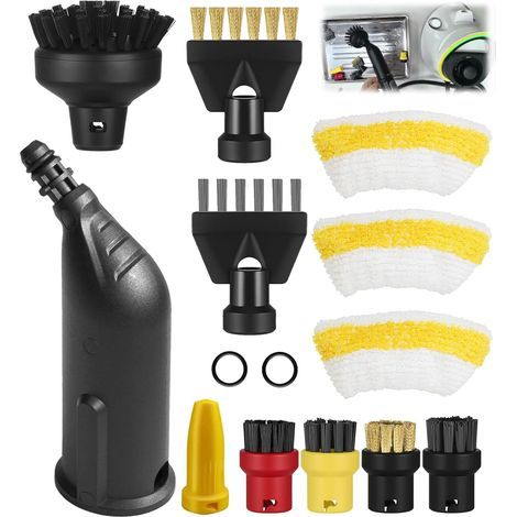 Set Mit 14 Zubehörteilen Für Kärcher Dampfreiniger Sc1, Sc3, Sc5, Sc4 Und Sc2. Ersatzteile Für Die Handdüse, Darunter Verlängerungsdüse, Gebogene Düse, Rundbürste Und Fugendüse.