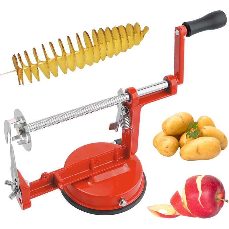 3-in-1 Spiral-kartoffelschneider, Kartoffelschäler, Gemüseschneider Aus Edelstahl, Verstellbarer Obstschäler Mit Saugnapf Für Die Heimische Küche, Schälen