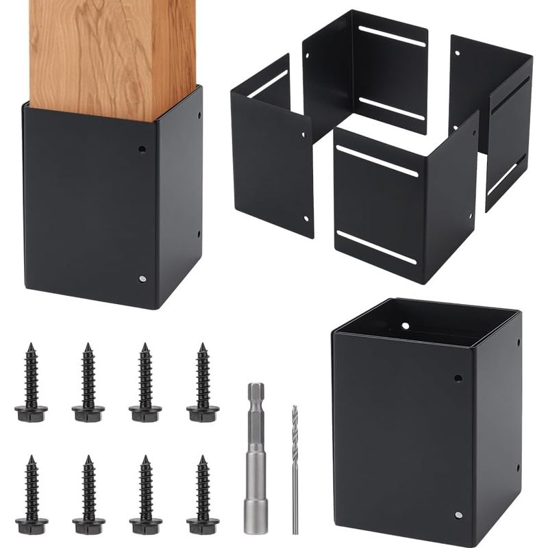 Nbeads 1 Set Verstellbarer Pfostenschützer, 3,3-6 Zoll Eisen-terrassenpfostenhalterungen Mit Schrauben Für Holzzäune, Veranden, Briefkästen