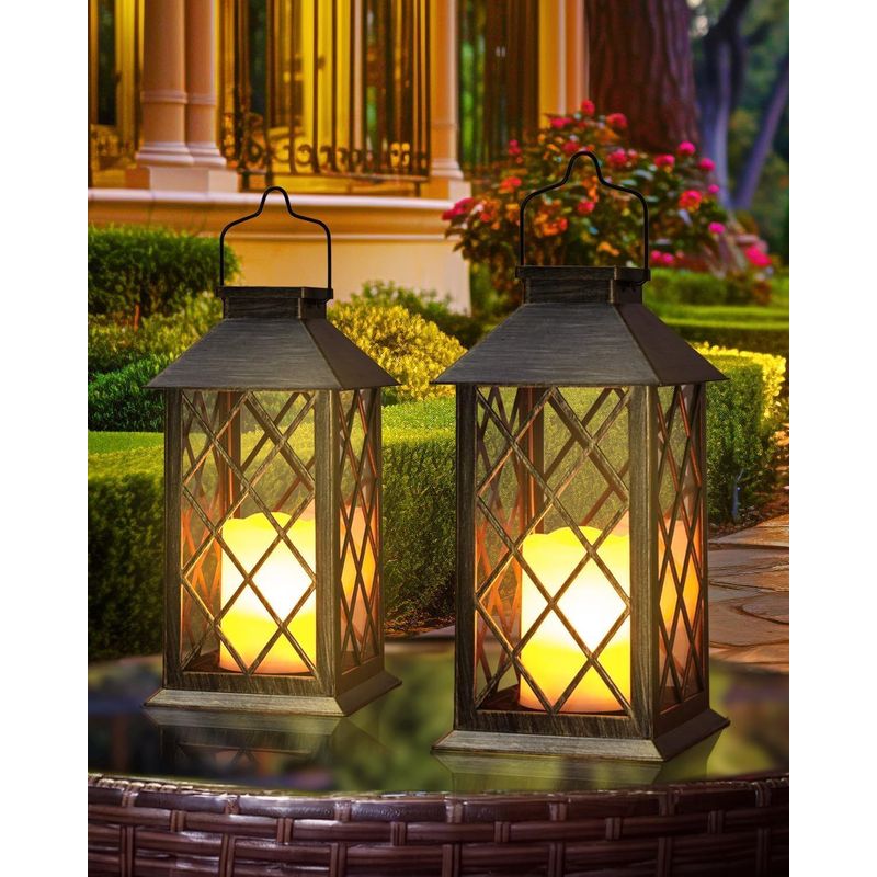 2er-set Solar-hängelaternen Für Garten Und Außenbeleuchtung, 35,6 Cm, 3-mal Länger, 10 Lumen, Wasserdicht, Flammenlos, Für Tisch- Und Partydekoration