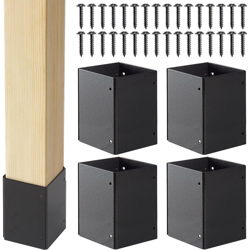 Set Aus 4 Verstellbaren Pfostenschützern Aus Edelstahl 304 (verstellbereich 8,4 Bis 15,2 Cm), Schützt Briefkästen, Terrassen Und Zäune Vor Regen Und Beschädigung.