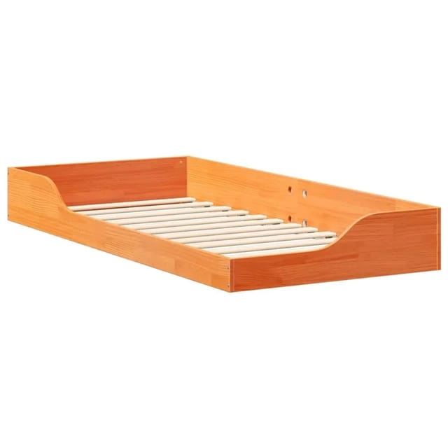 vidaXL Bodenbettgestell Wachsbraun 90 x 200 cm Massivholz Kiefer 873390