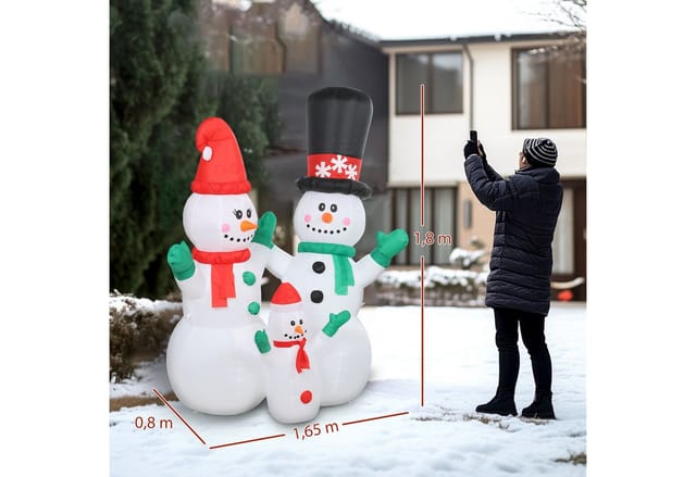 Outsunny Aufblasbar Schneemann Polyester 165L x 80B x 180H cm Weiß