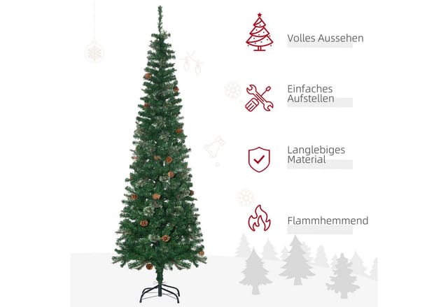 HOMCOM Weihnachtsbaum Kunststoff Metall 54L x 54B x 195H cm