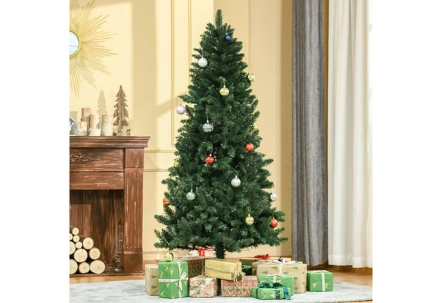 HOMCOM Weihnachtsbaum 1111 Spitzen Stahl Kunststoff 90 x 180H cm