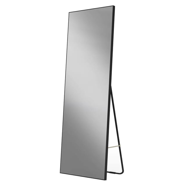 Aica Sanitär Ganzkörperspiegel Schwarz Aluminum 40L x 140H cm 2in1 Standspiegel Hängespiegel mit Explosionsgeschutz
