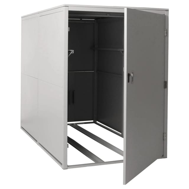 PROREGAL Fahrradgarage 2er 160x113x209cm Abschließbar Metall Hellgrau