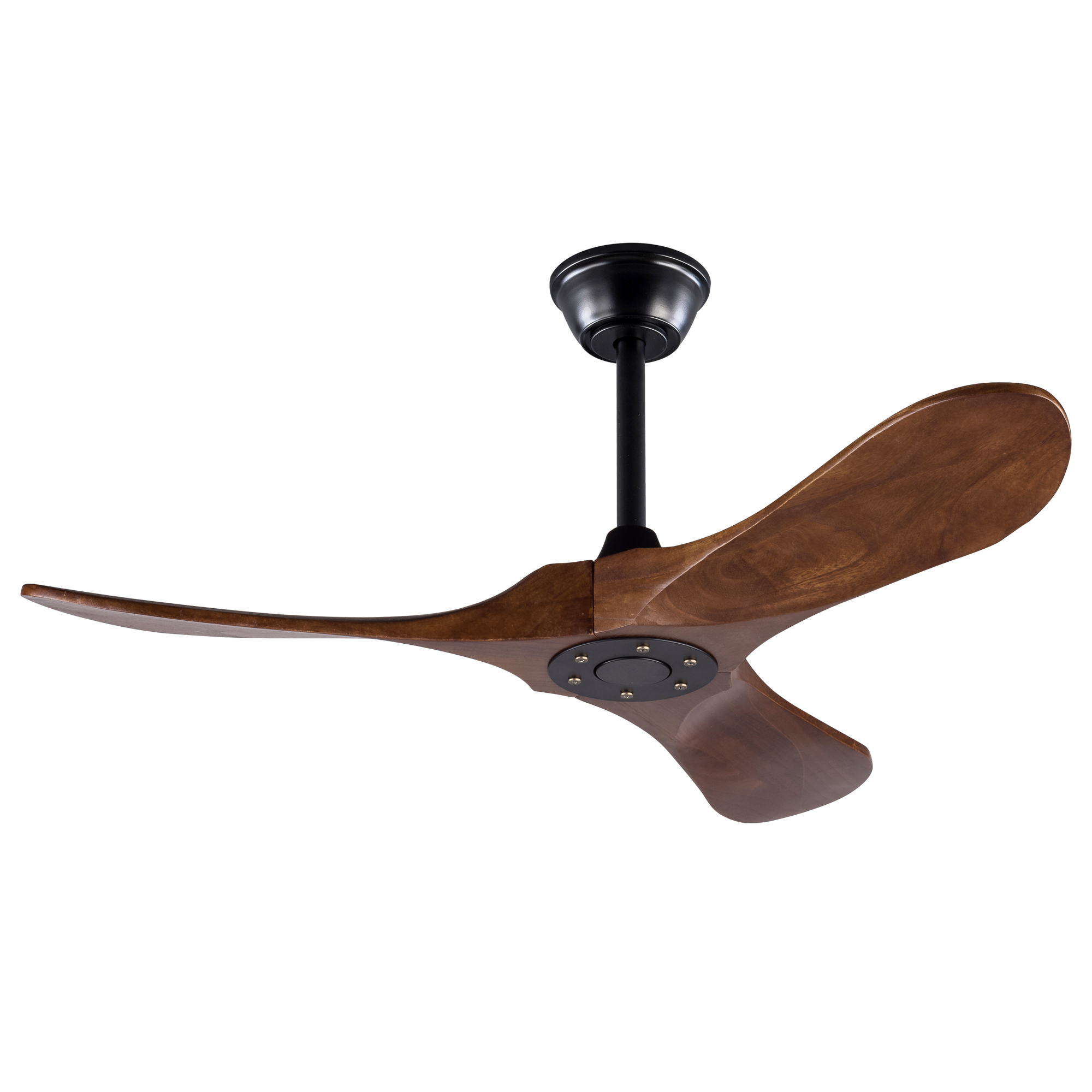 Deckenventilator 107cm Mit Fernbedienung Und Leisem Motor, Metall Und Holz, Modern, Schwarz Und Dunkler Nussbaum