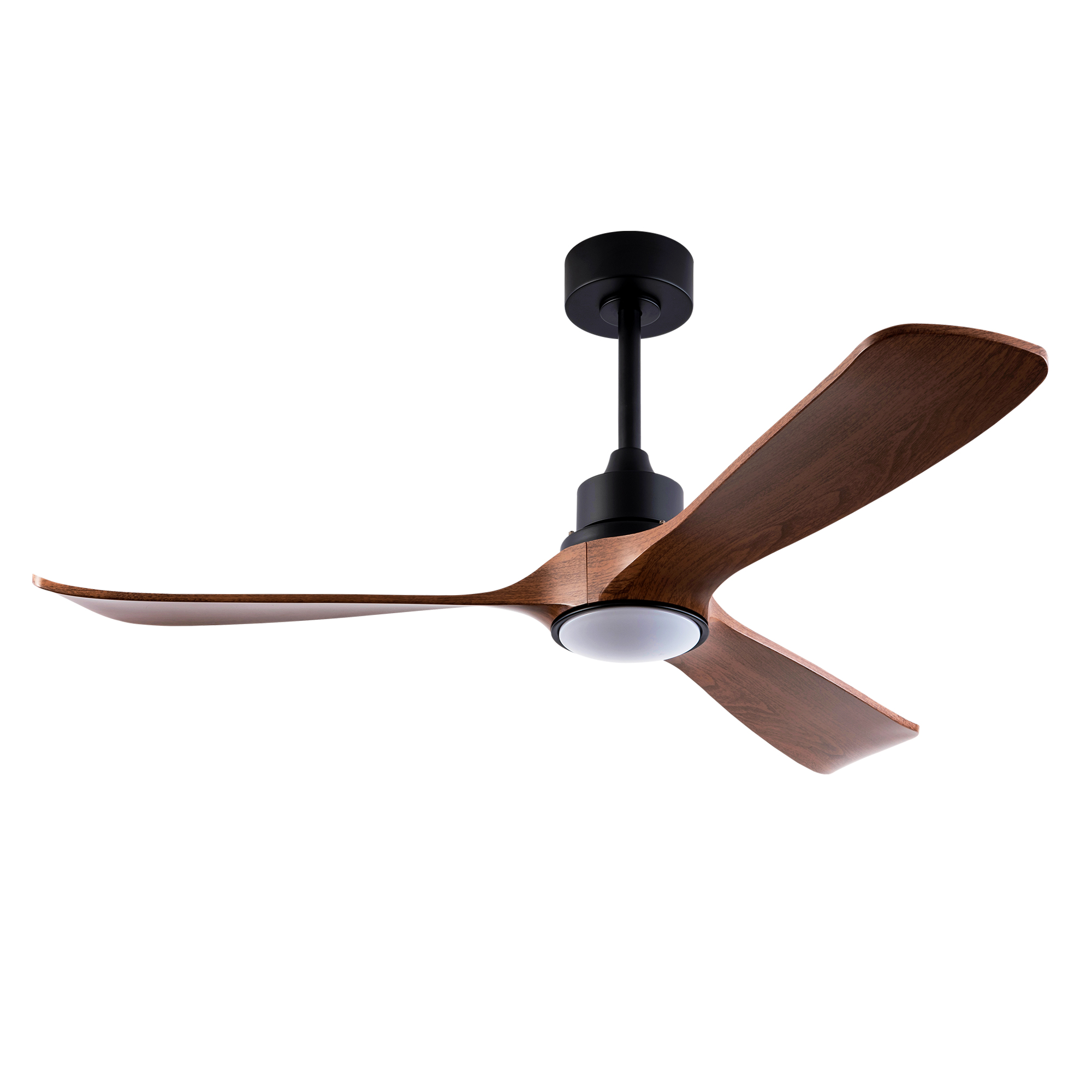 Deckenventilator Mit Licht 132cm Fernbedienung Reversibler Dc-motor Abs Modern Schwarz Und Dunkler Nussbaum