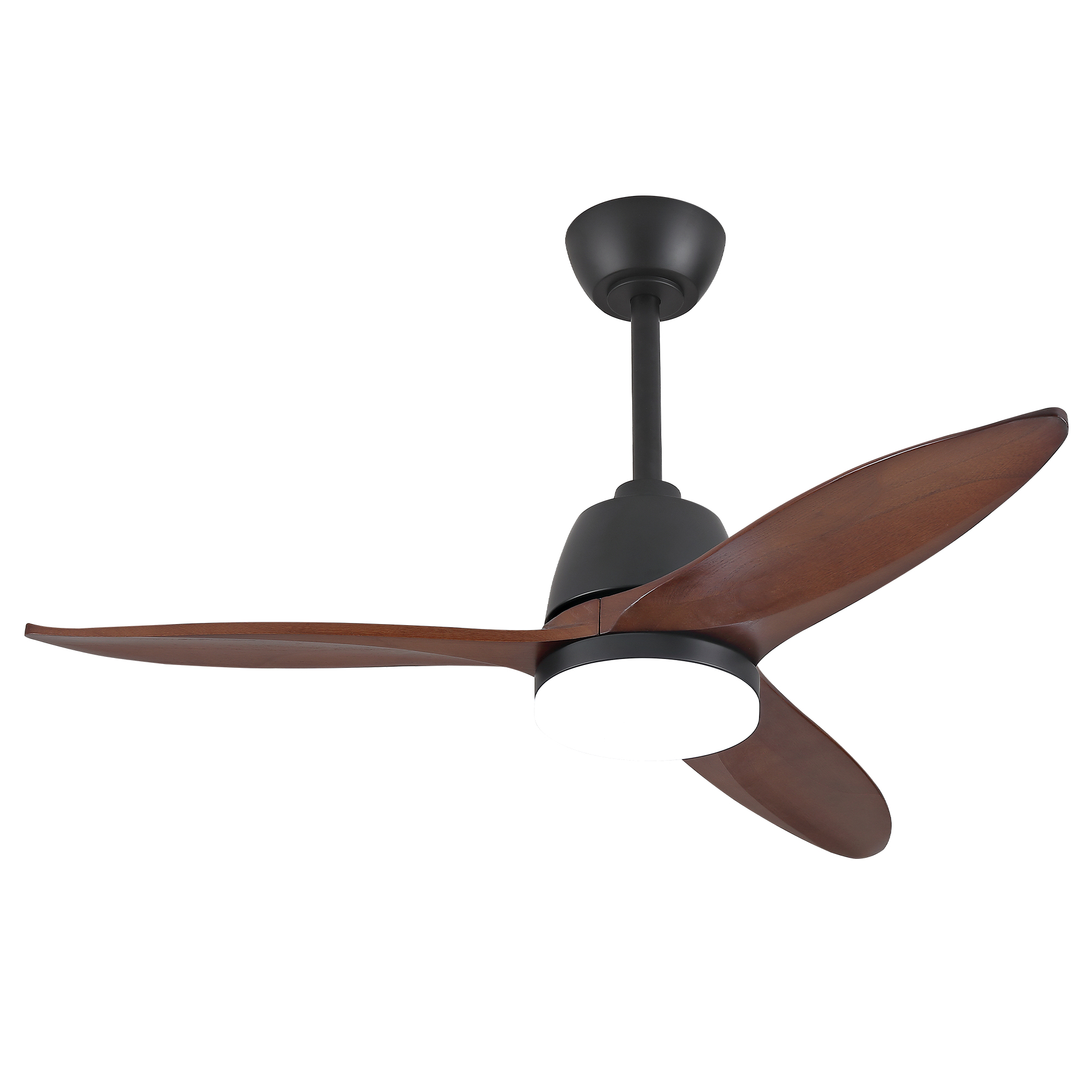 Deckenventilator Mit Beleuchtung 107 Cm, Dimmbare Led & Reversibler Dc-motor, Massivholz, Modern, Schwarz Und Dunkler Nussbaum