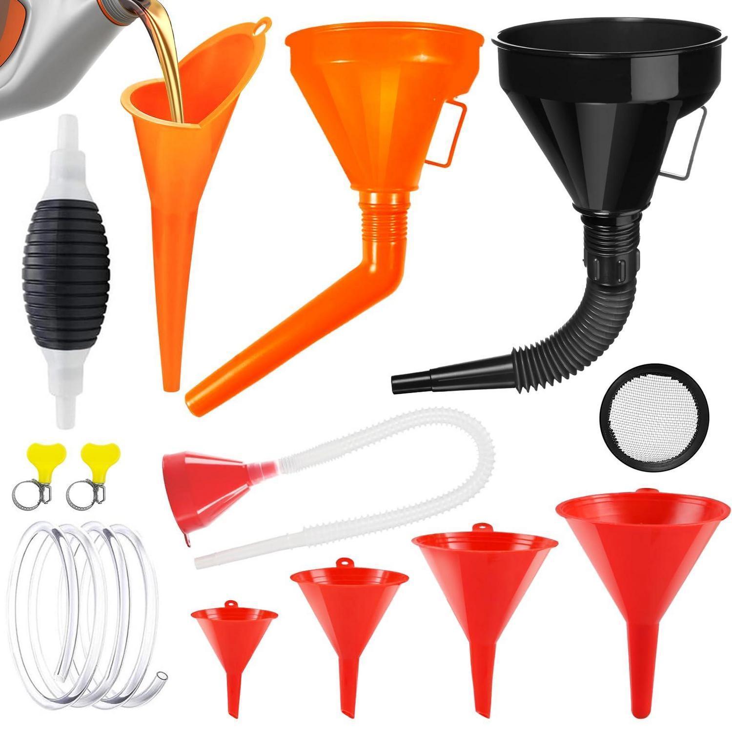 10tlg. Trichter Set Mit Handpumpe Für Auto & Werkstatt