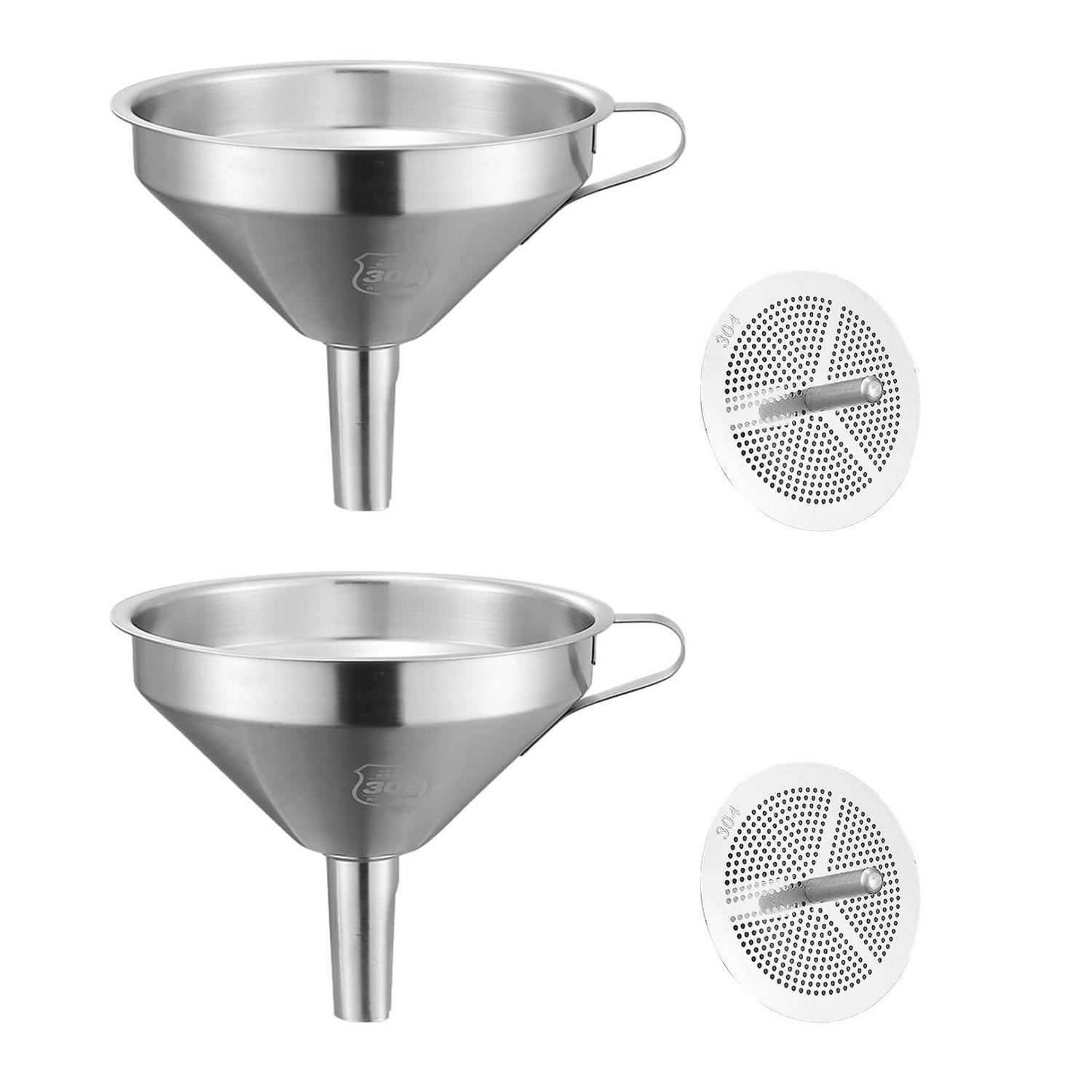 2er Set Edelstahl Trichter Mit Sieb, 11cm Marmeladentrichter, Spülmaschinenfest
