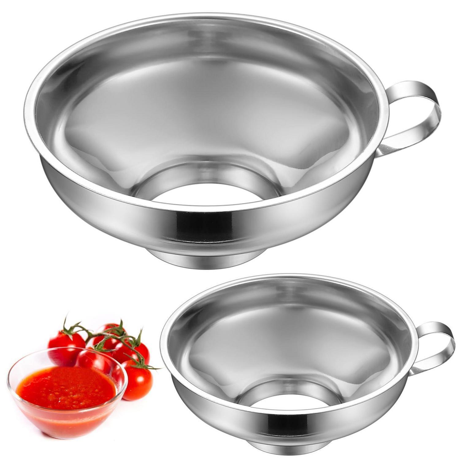 2er Set Edelstahl Trichter Mit Griff Für Gläser, Marmelade, Flüssigkeiten