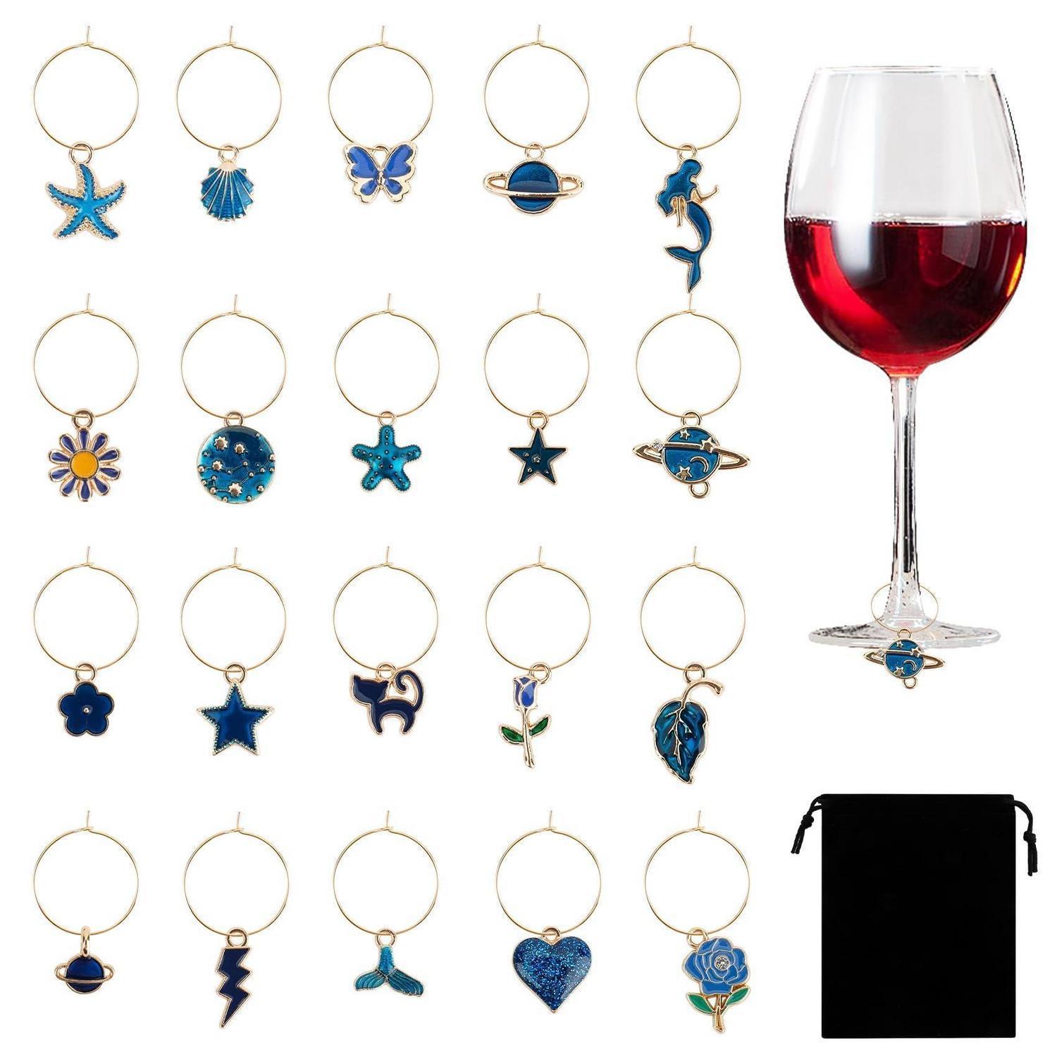 20 Weinglas Anhänger, Glas Identifikationsringe, Zinklegierung, Party Dekorationen