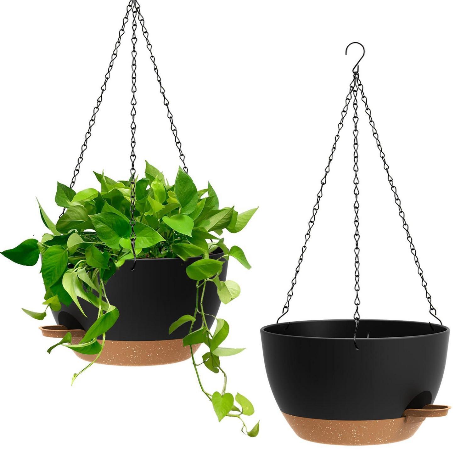 2er-set Selbstbewässernde Hängeampeln 25cm Schwarz/braun Für Innen & Außen