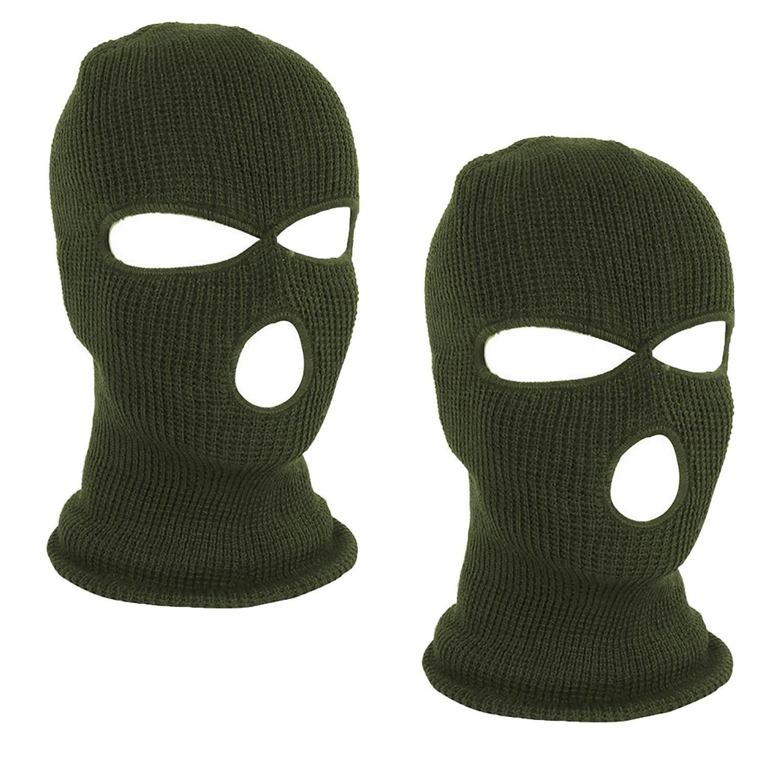 2er Pack Sturmhaube 3-loch Strickmaske Für Damen & Herren, Armeegrün