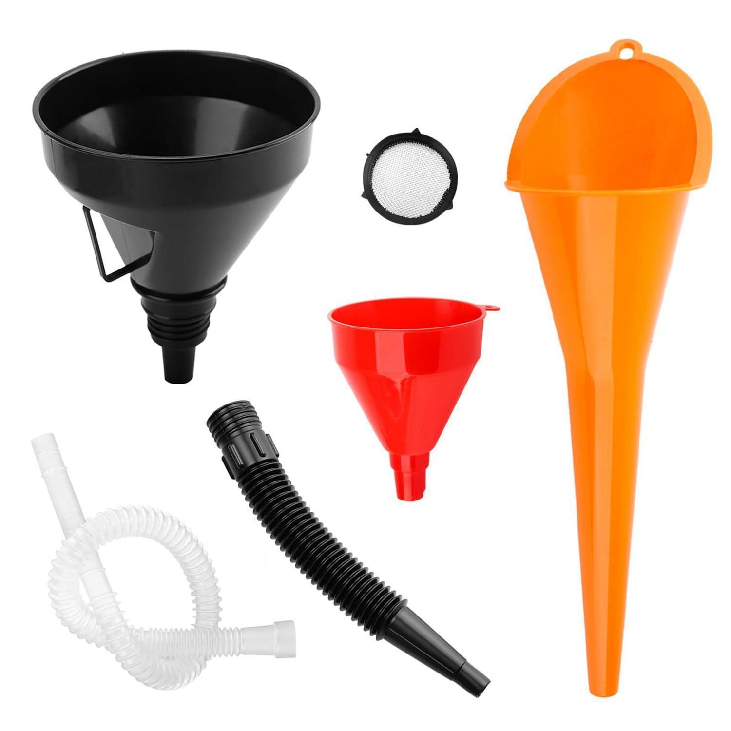 3er Einfülltrichter Set Mit Flexiblen Schläuchen Für Auto & Haushalt