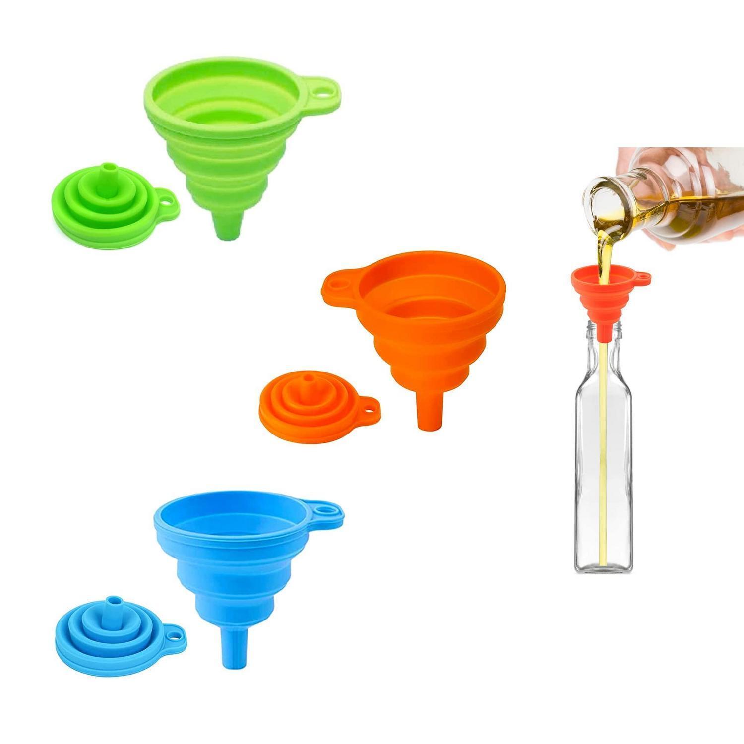 3er Set Faltbare Silikon Trichter, Klein, Bpa-frei, Für Küche & Camping