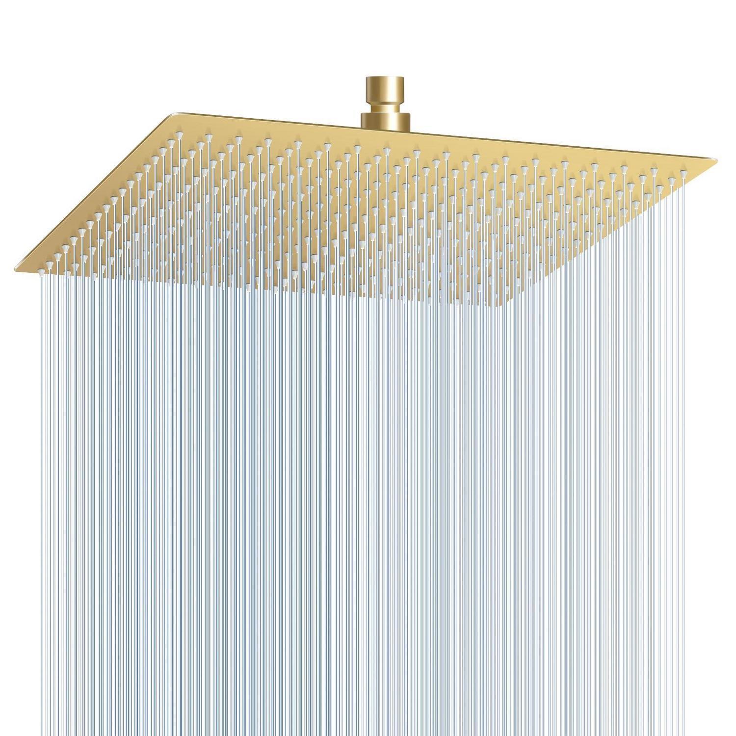 Regenduschkopf 40cm Eckig Gebürstetes Gold Edelstahl Mit 324 Anti-kalk-düsen