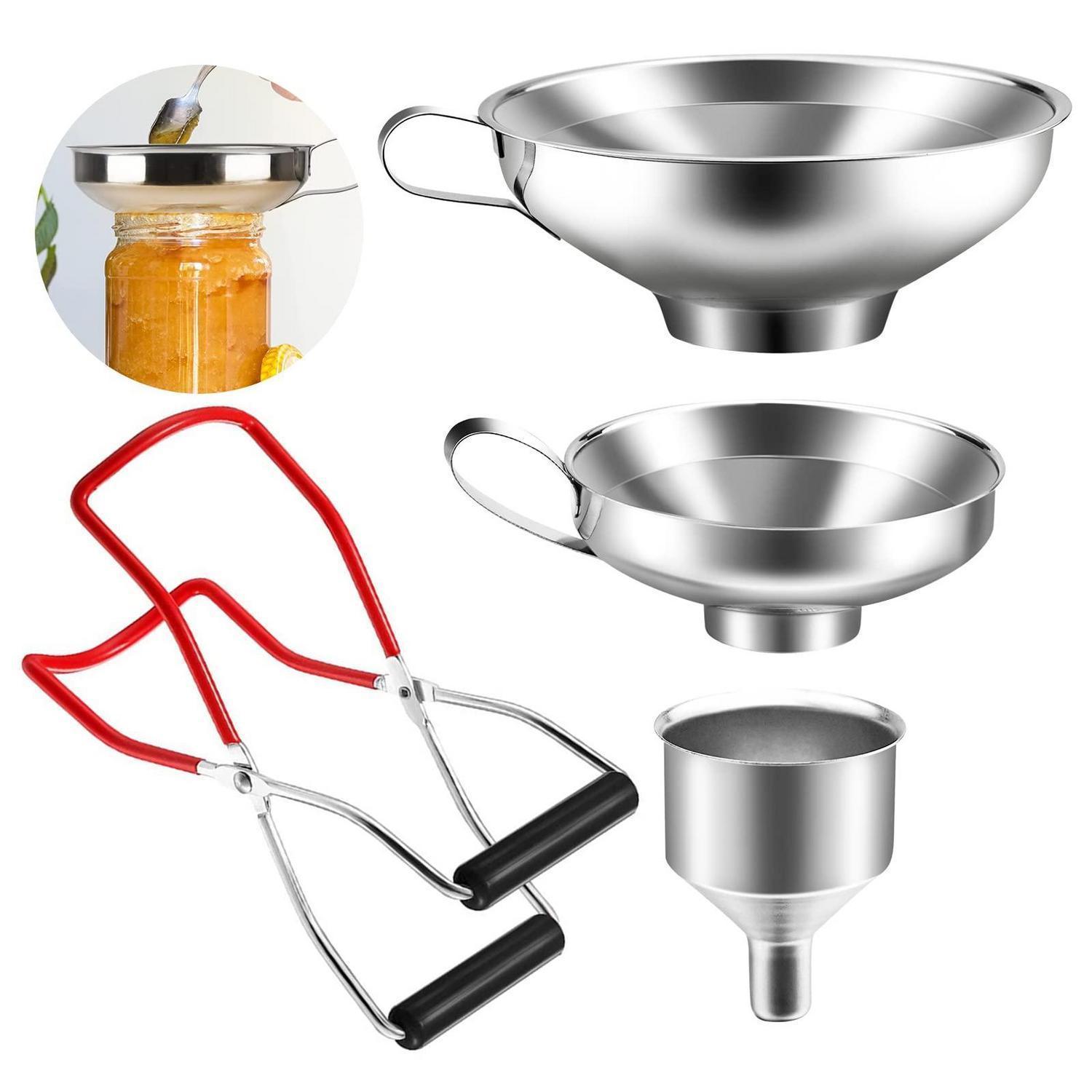 Trichter Set Edelstahl Mit Griff & Glasheber Für Einkochen & Abfüllen