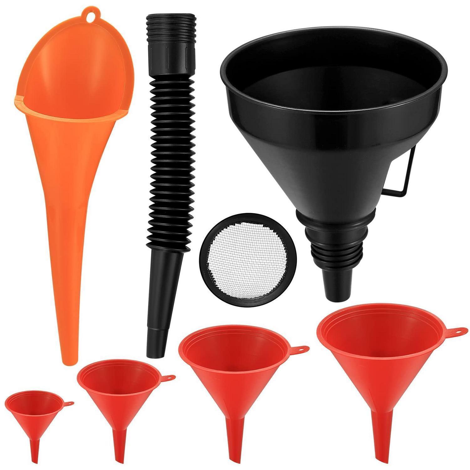 6er Einfülltrichter Set, Flexibel, Rechtwinklig, Mit Sieb, Für Auto & Küche