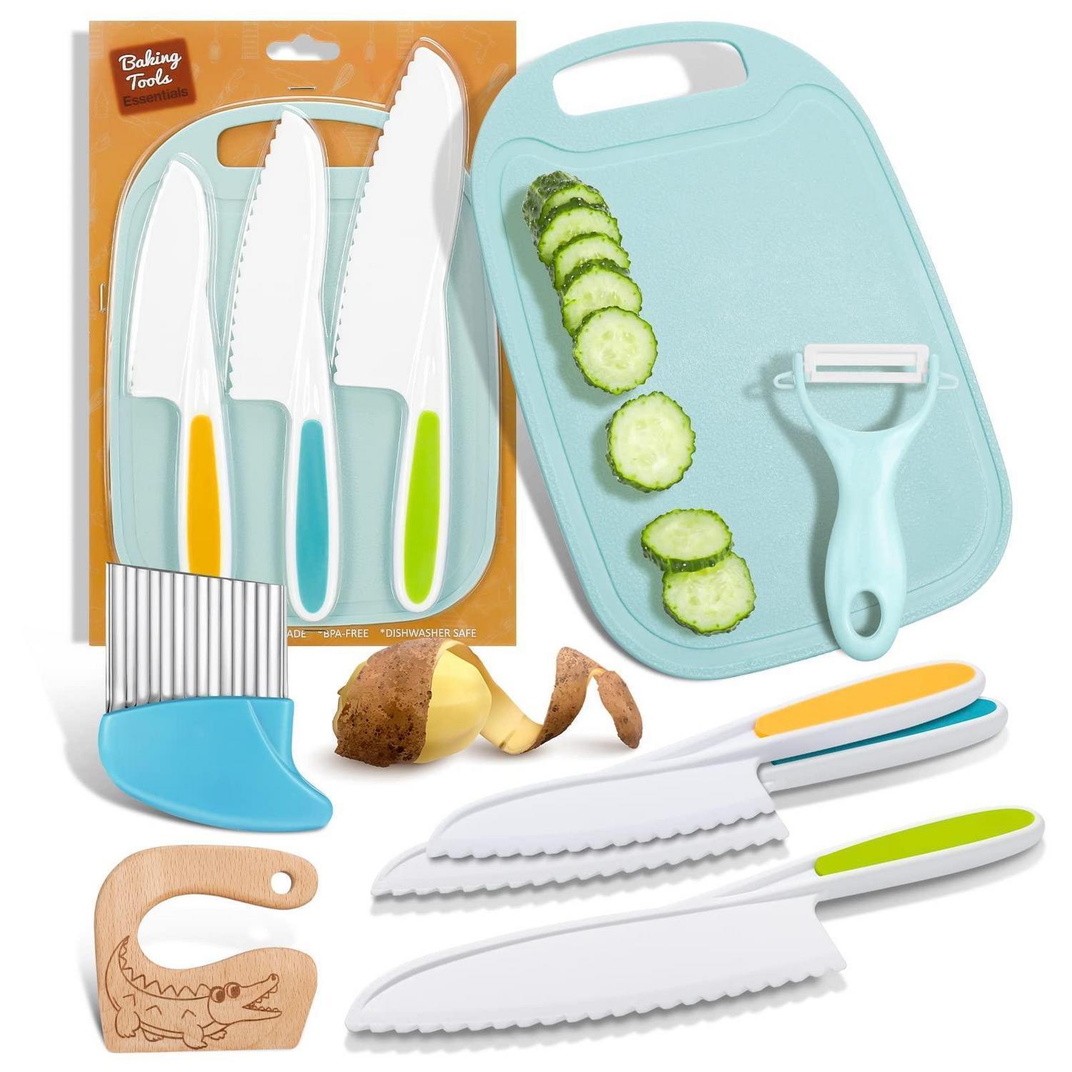 7-teiliges Kinderküchenmesser Set Mit Schneidebrett & Schäler