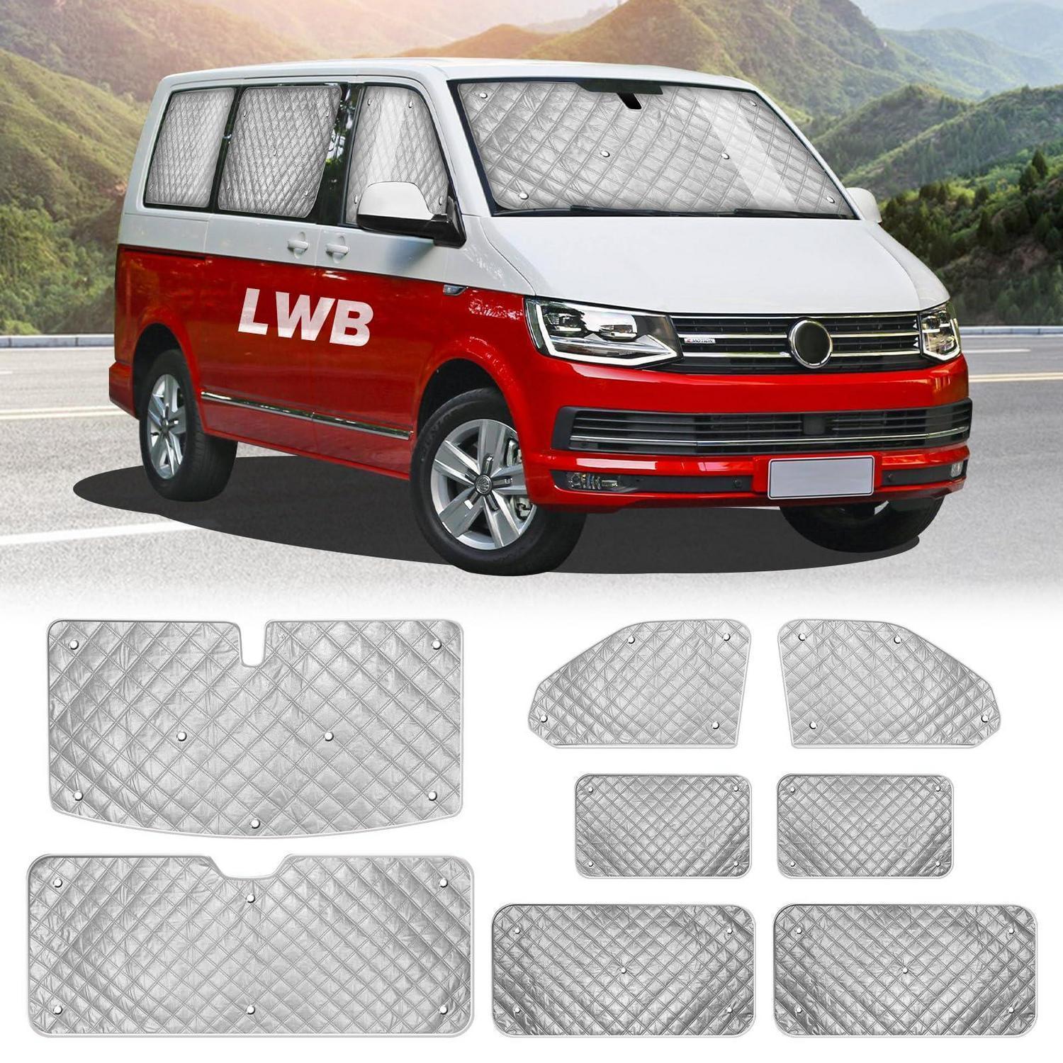 Sonnenschutz Set Für Vw T5 T6 Lwb, 8-teilig, Frontscheibenabdeckung, Innen, Faltbar