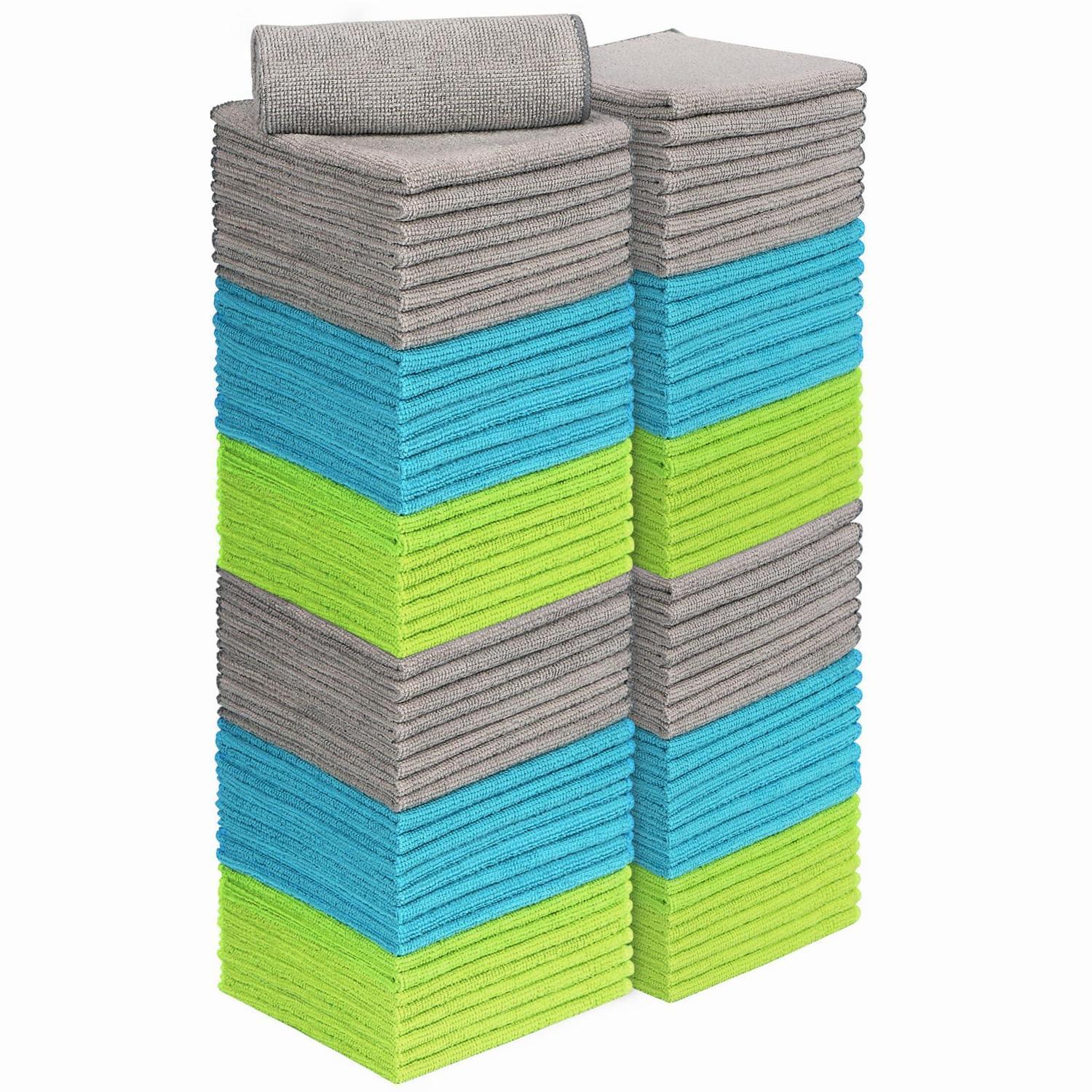 Mikrofasertücher 100 Stück, Fusselfrei, Saugfähig, 30x30cm, Für Küche & Haushalt