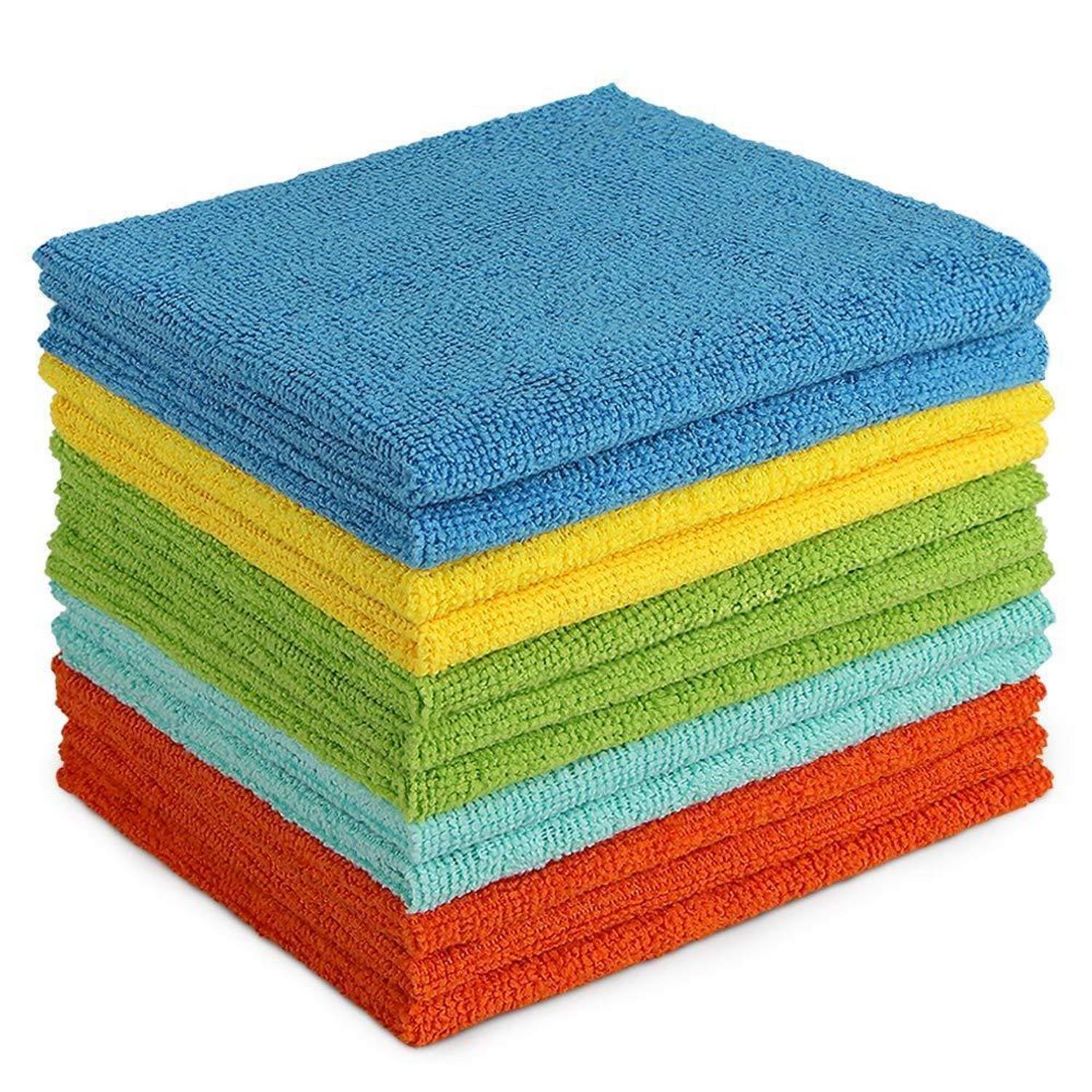 Mikrofasertücher 12 Stück 30x30cm, Fusselfrei, Weich, Mehrfarbig