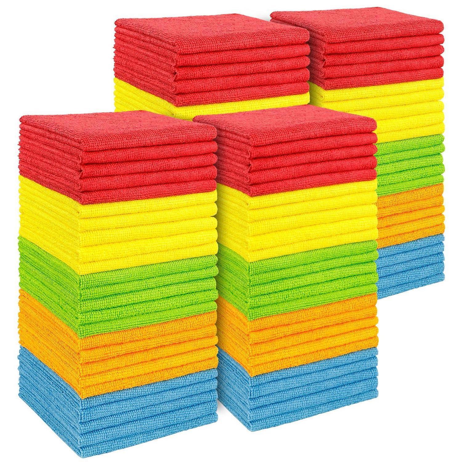 Mikrofasertücher 100er Set, Fusselfrei, Kratzfest, 30x30cm, Mehrfarbig