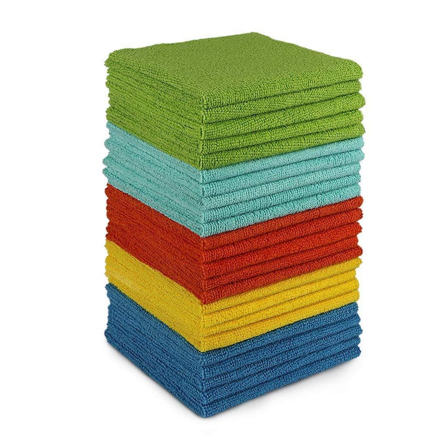 Mikrofasertücher 24 Stück, Fusselfrei, Streifenfrei, 30x30 Cm, Mehrfarbig