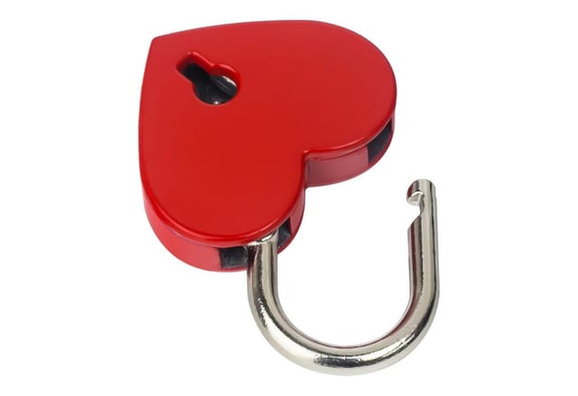 HMF 6493-39MM-03 Mini Deko Vorhängeschloss mit Schlüssel in Herzform 39 x 30 x 7 mm Rot