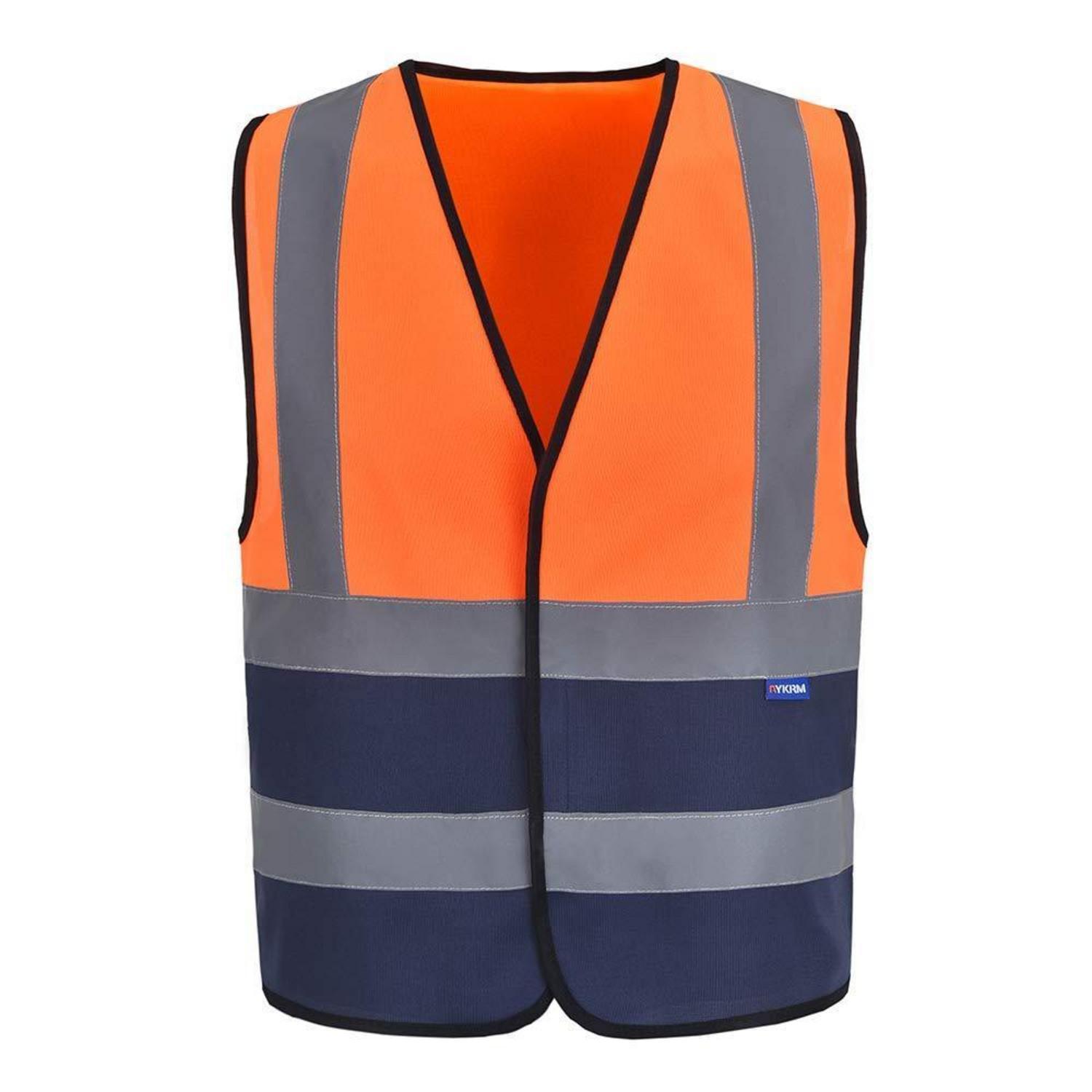 Warnweste Mit Reflektorstreifen, Orange/marine, Größen 6xl-8xl