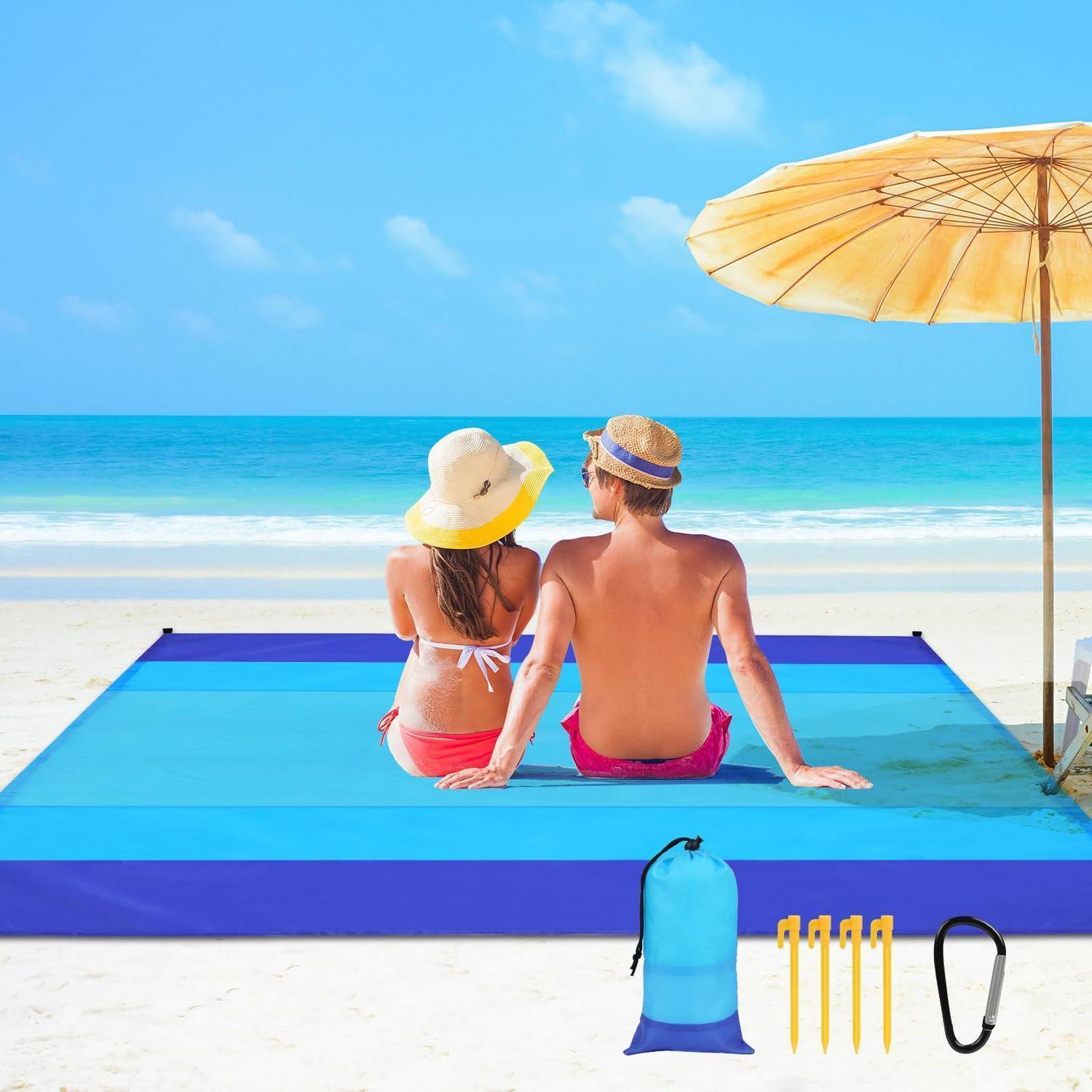 Picknickdecke Stranddecke 210x200cm Wasserdicht Sanddicht Mit Befestigungsecken Und Tasche