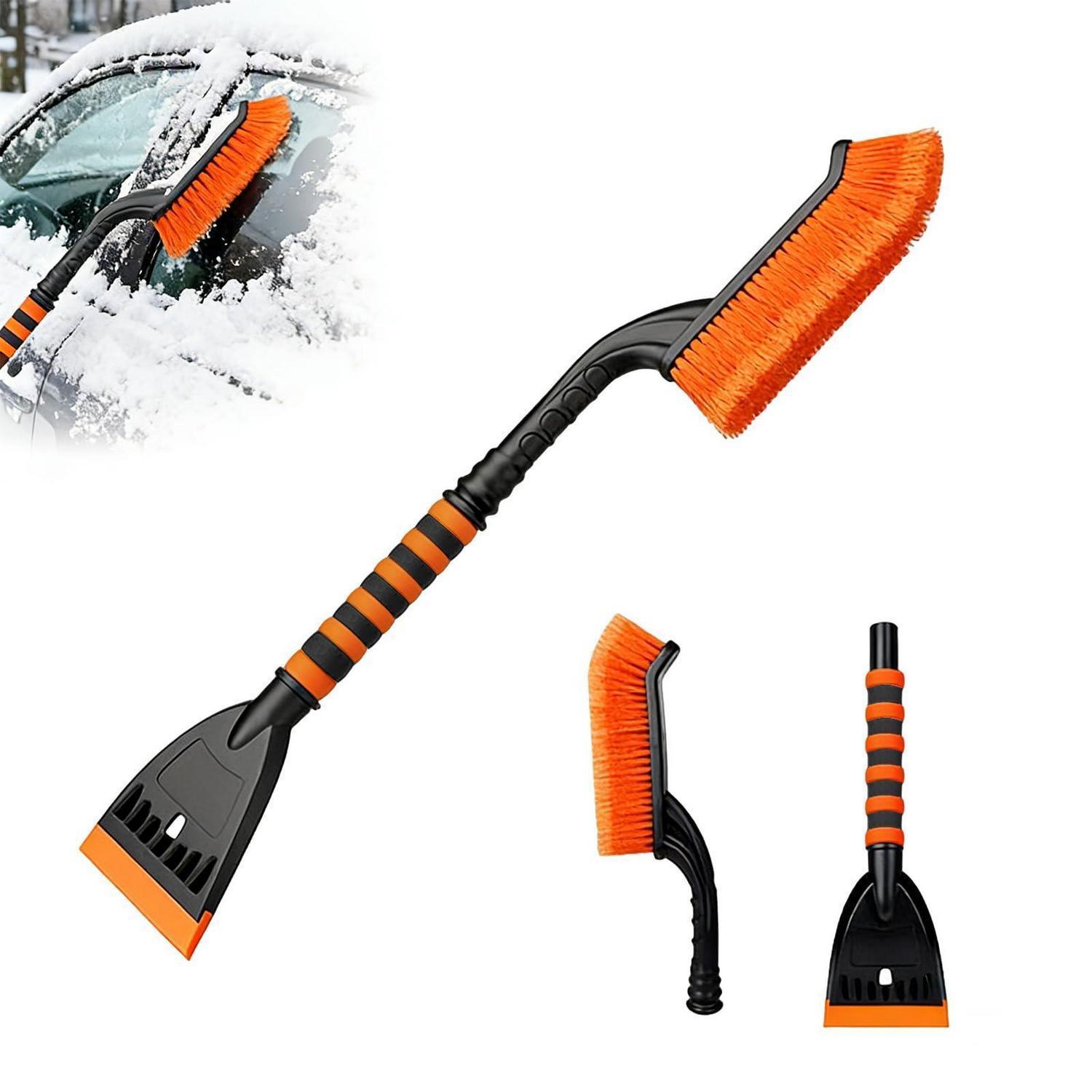 Eiskratzer Mit Schneebürste, Abnehmbar, Rutschfester Griff, Orange