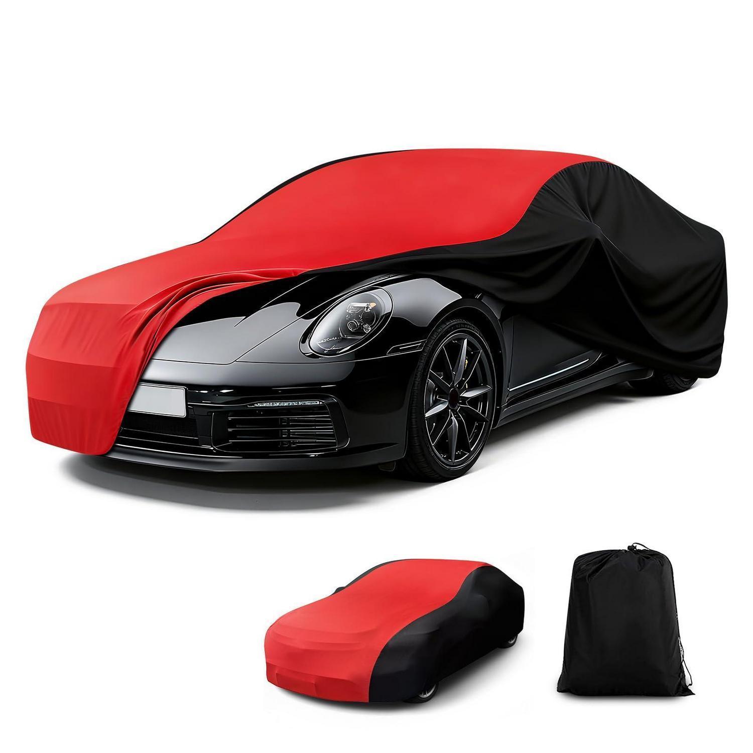 Autoabdeckung Indoor Stretch Staubdicht Für Sportwagen Coupé Suv Rot Schwarz L