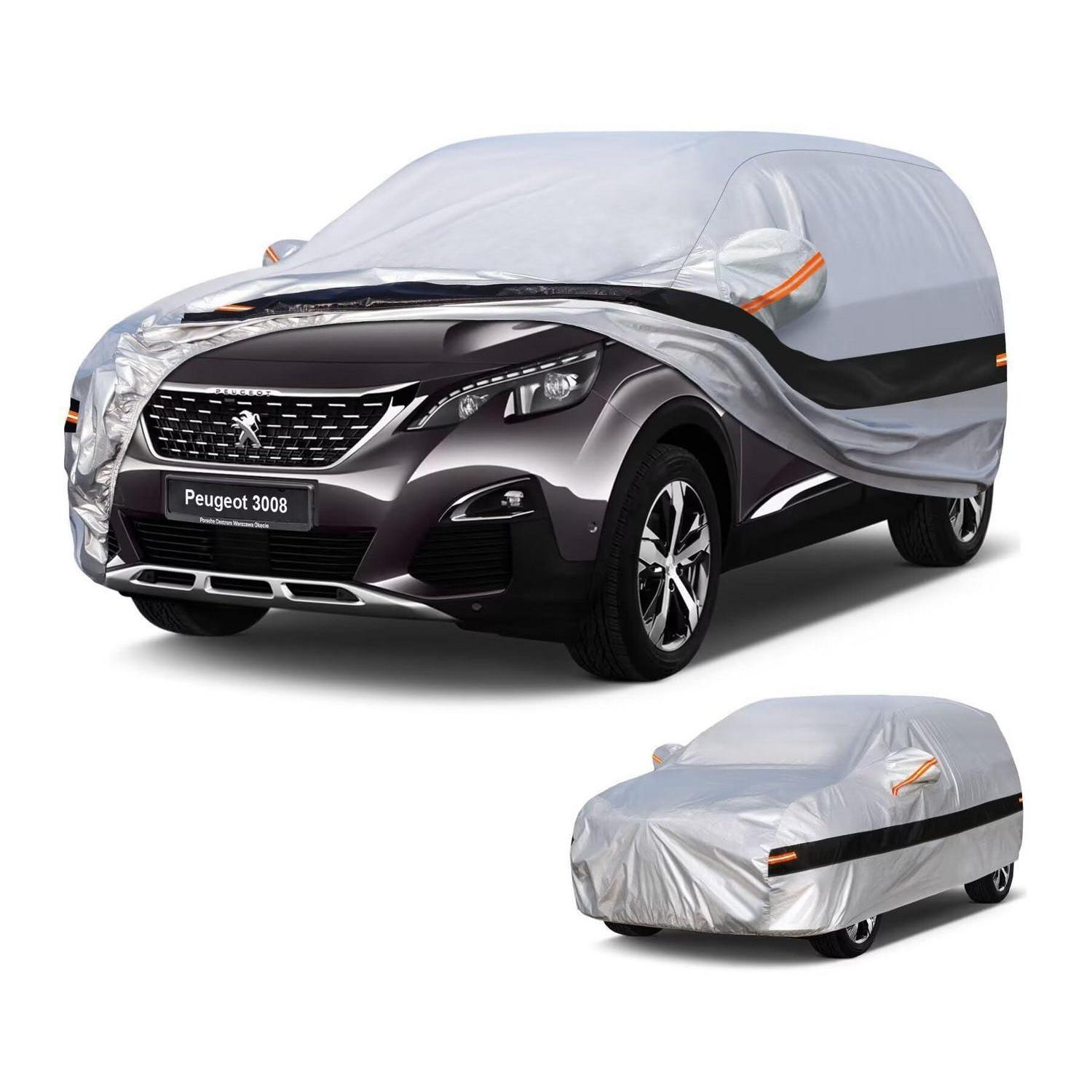 Autoabdeckung Suv 10 Schichten 100% Wasserdicht Für Peugeot 3008 (2009-2025) Silber