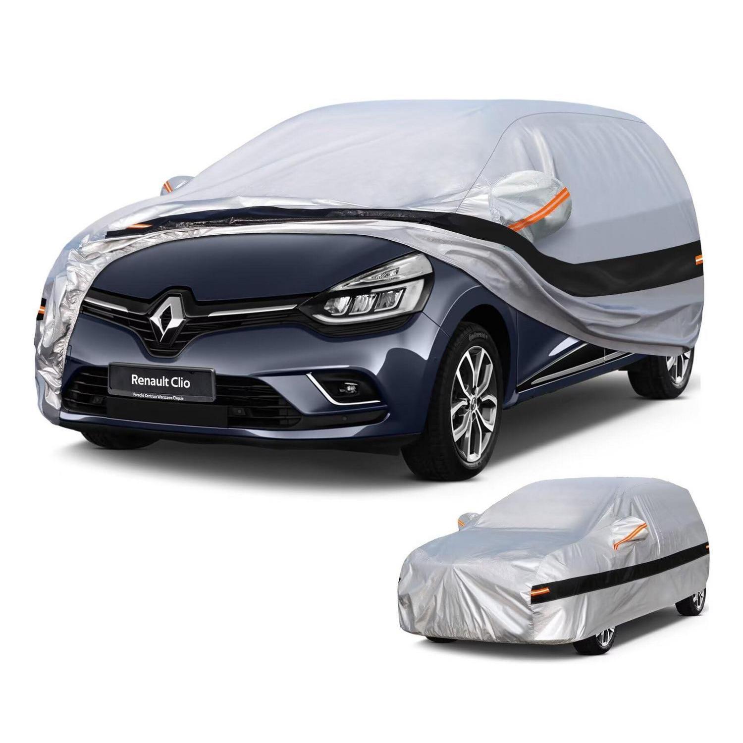 Autoabdeckung 10 Schichten Für Renault Clio (1990-2025) 100% Wasserdicht Silber
