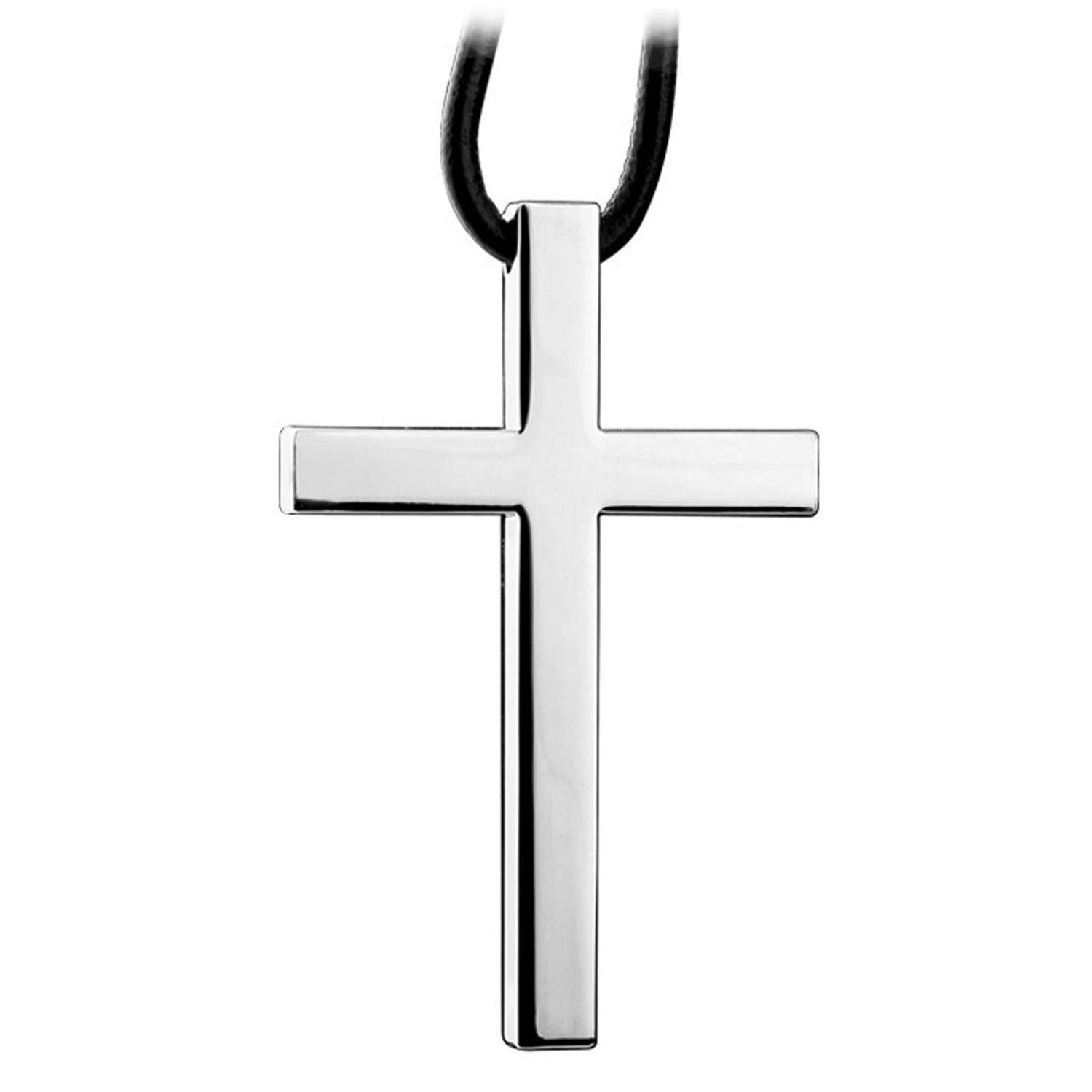 Autospiegel Anhänger Kreuz Edelstahl Silber Mit Nylonseil