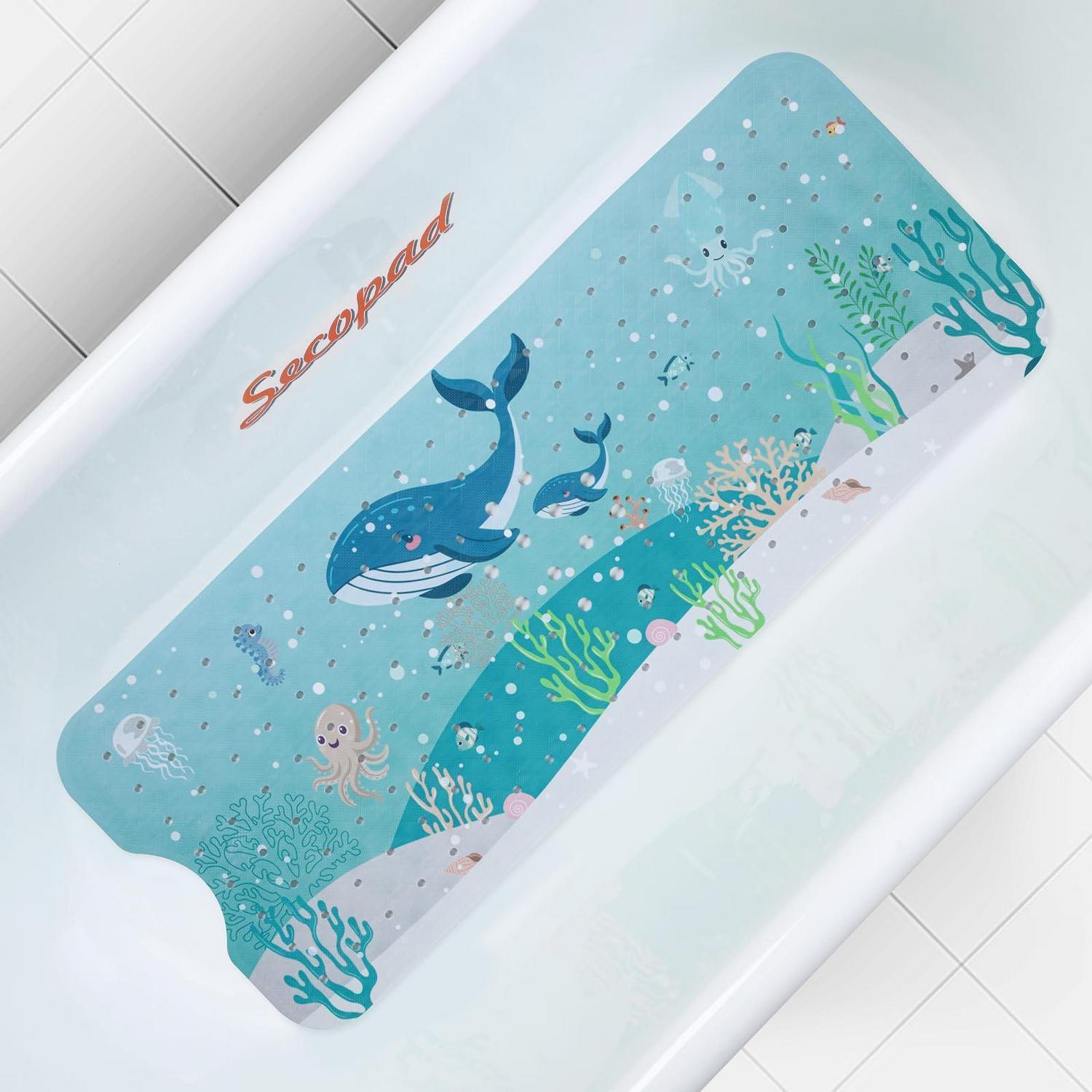 Badewannenmatte Kinder 100x40 Cm Antirutsch Mit Saugnäpfen, Cartoon, Bpa-frei, Maschinenwaschbar